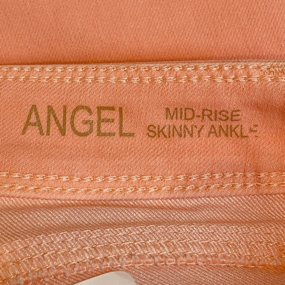 DL1961 Angel Mid-Rise Skinny Ankle Jeans Sherbet Peach Size 26 - Picture 6 of 10